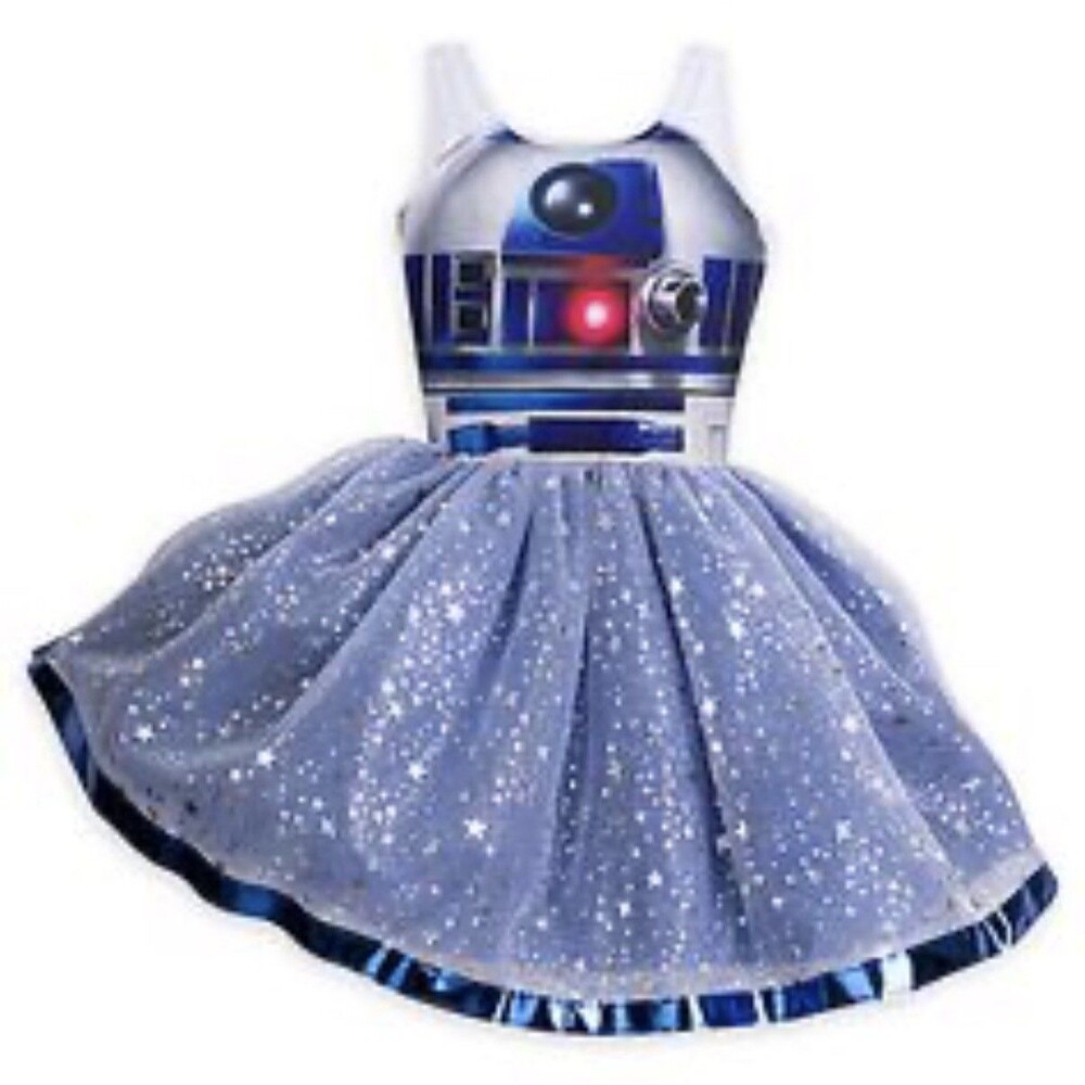 Disney Store Girls Star Wars R2-D2 Sparkly Tutu Dress Size 7/8 Years NEW